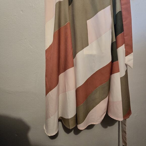 Hutch Anthropologie Abstract Wrap Maxi Dress Womens LG Green Geometric Flowy - Picture 4 of 16